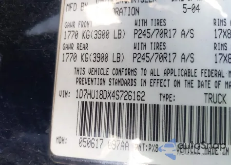 2004 Dodge Ram 1500 Slt/Laramie from USA, damaged, VIN 1D7HU18DX4S726162